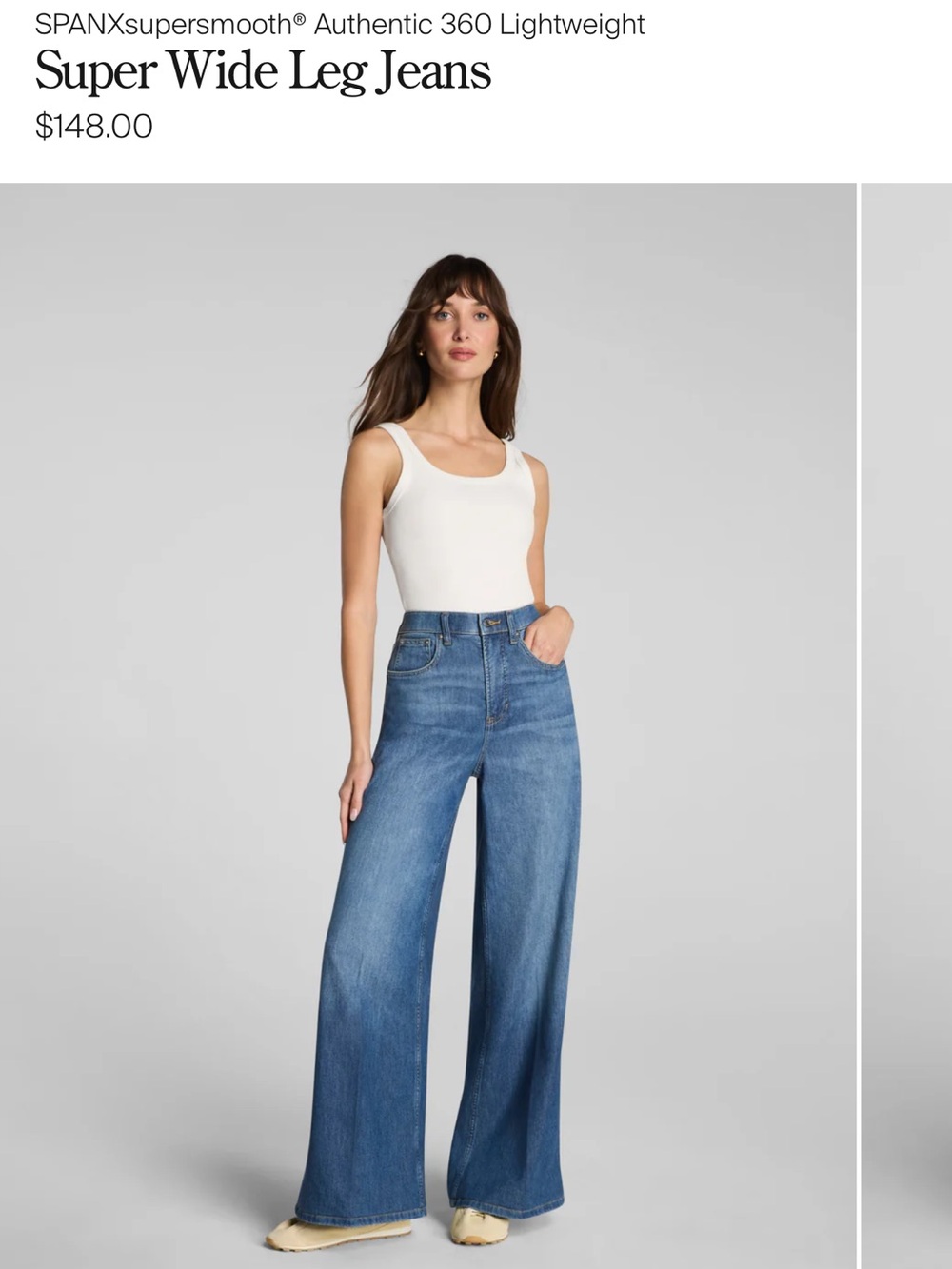 SPANX Wide-Leg Jeans in Medium Blue Denim